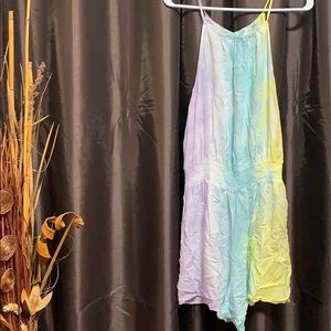 Rainbow watercolor romper